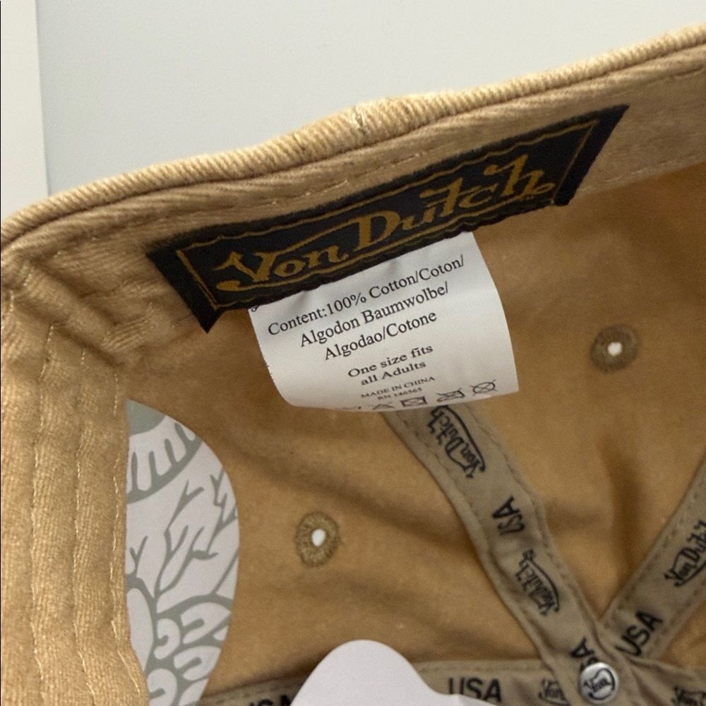 Von Dutch Distressed Dad Cap in a washed tan - Picture 10 of 12